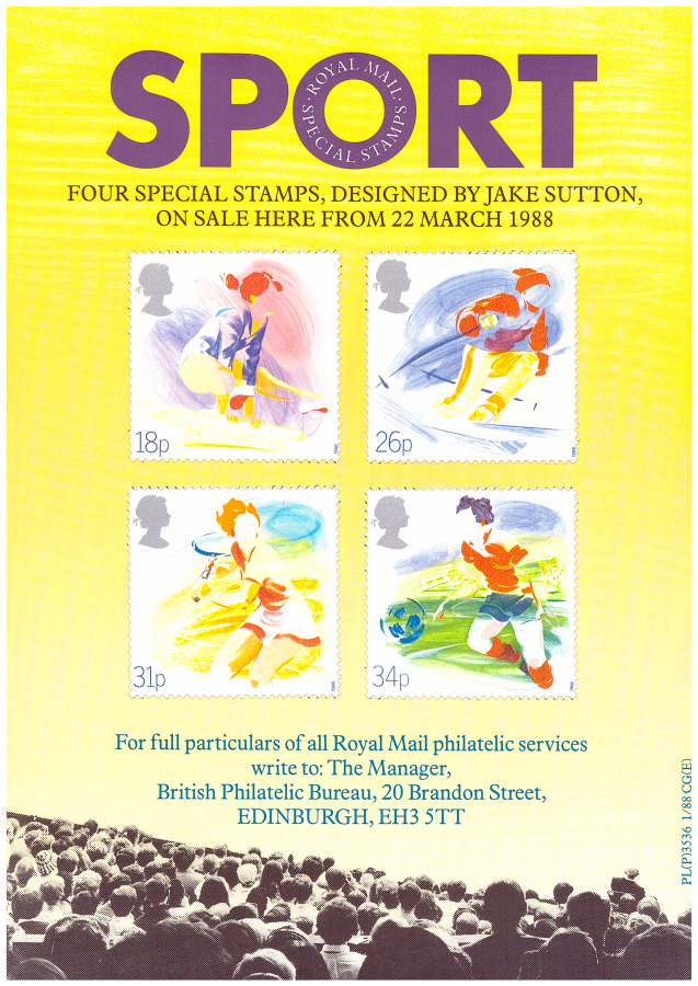 (image for) 1988 Sport Post Office A4 poster. PL(P)3536 1/88 CG(E). - Click Image to Close